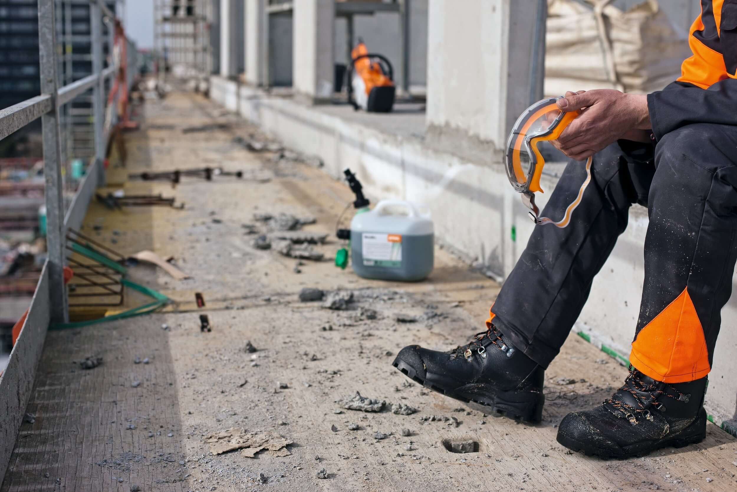 stihl chain oil in a building site