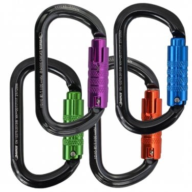 Harkie Oval 3 Way Locking Pack of 4 Assorted Colour Carabiners