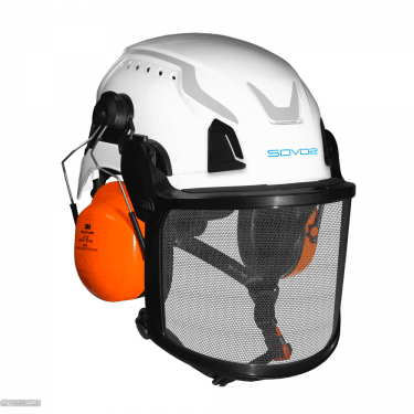 S3200 Arborist White Chainsaw Helmet Mesh Visor and Ear Defenders